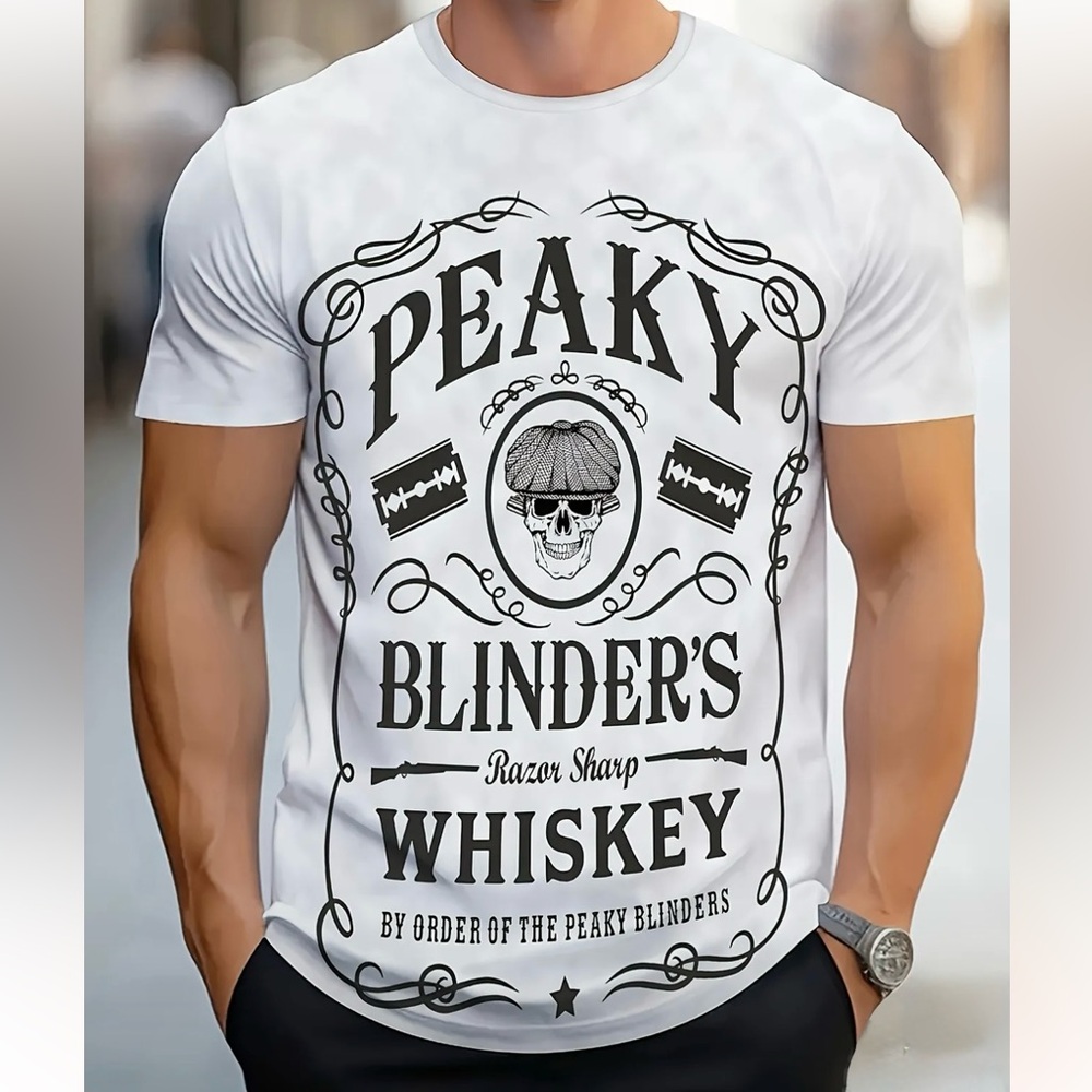 Peaky Blinders Whiskey Graphic Men’s Oversized T-shirt Tee XXL